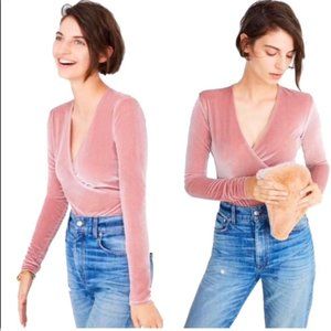 Madewell Longsleeve Velvet Wrap Bodysuit XS